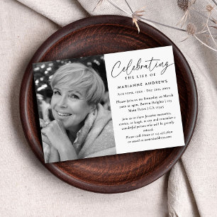 Elegant Simple Black White Celebration of Life Invitation