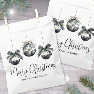 Elegant Simple Black White Christmas Party Favour Bags