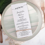Elegant simple black white script wedding menu<br><div class="desc">Classic formal black and white script calligraphy typography menu wedding party invitation .Perfect for a modern elegant wedding party.</div>