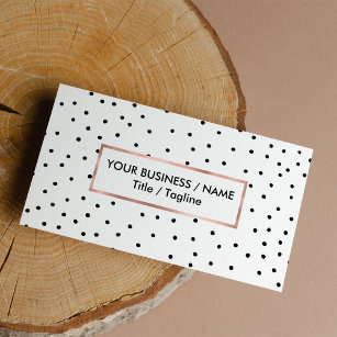 Elegant simple black white watercolor polka dots business card