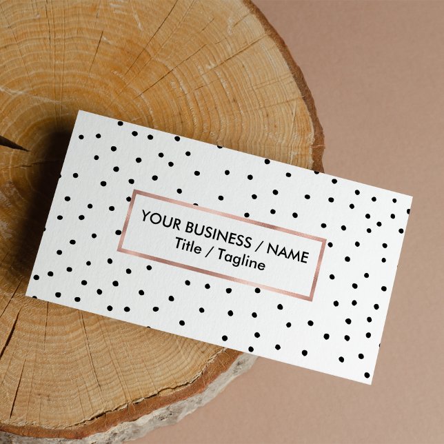 Elegant simple black white watercolor polka dots business card (Elegant simple black white watercolor polka dots)