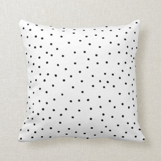 Elegant simple black white watercolor polka dots cushion