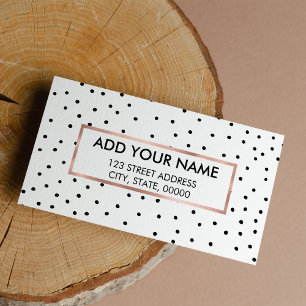 Elegant simple black white watercolor polka dots label
