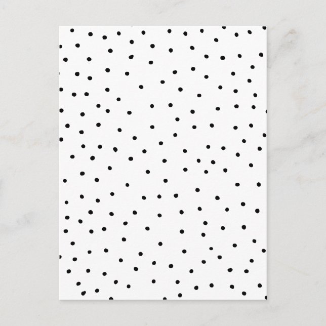 Elegant simple black white watercolor polka dots postcard (Front)