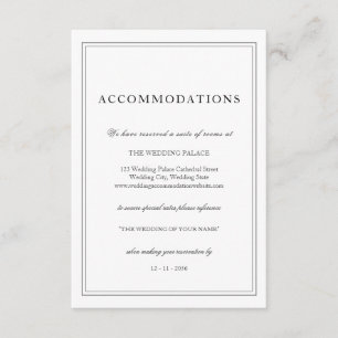 Elegant Simple Black White Wedding Accommodations Enclosure Card