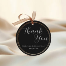 Elegant Simple Black & White Wedding Thank You 