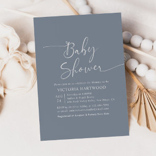 Elegant Simple Blue Baby Shower Invitation