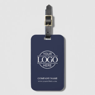 Elegant Simple Blue Business Logo Employee Travel Luggage Tag