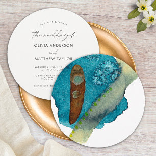 Elegant Simple Blue Earthy Abstract Watercolor Invitation