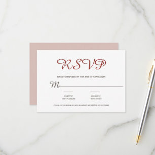 Elegant Simple Blush Burgundy Script RSVP Card