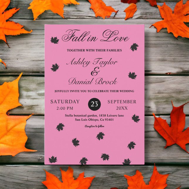 Elegant Simple Blush Pink Boho Rustic Fall Wedding Invitation (Creator Uploaded)