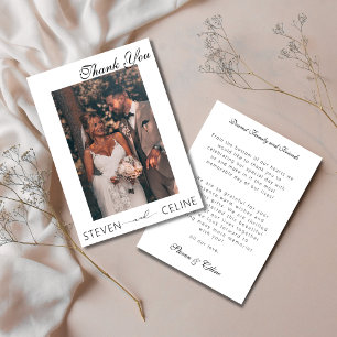 Elegant simple bohemian photo wedding thank you card