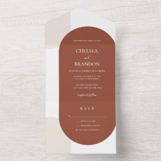 Elegant Simple Bohemian Terracotta Arches Wedding All In One Invitation