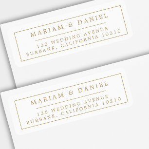 Elegant Simple Border Gold Wedding Return Address