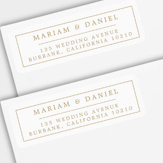 Elegant Simple Border Gold Wedding Return Address