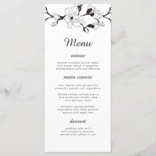 Elegant simple branch. Black and white wedding Menu