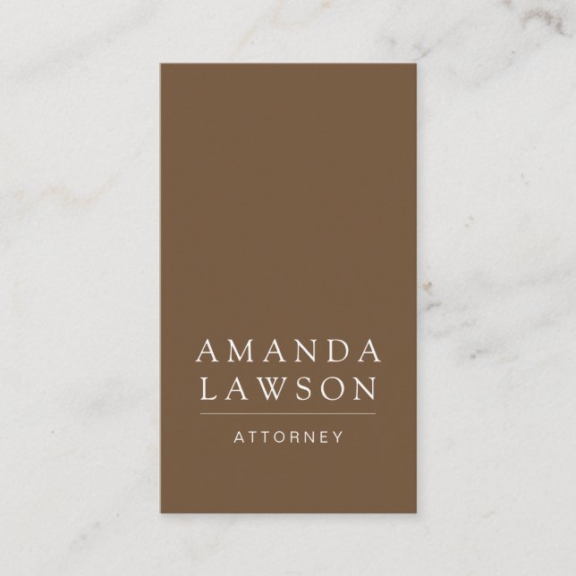 Elegant Simple Brown Business Card (Front)
