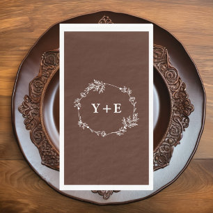  Elegant Simple Brown Monogrammed Wedding Napkin