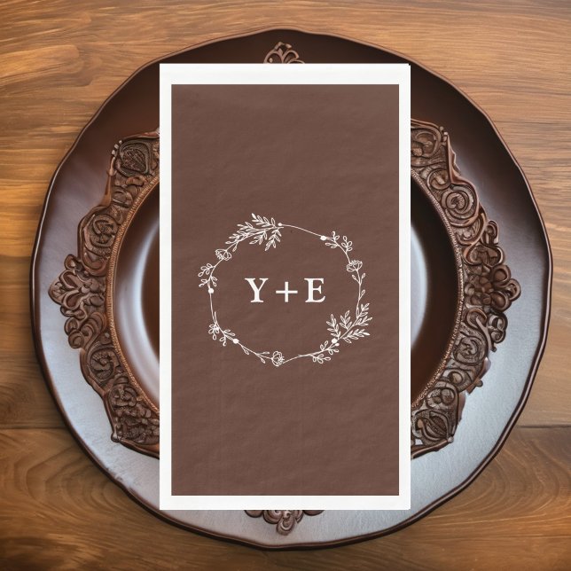  Elegant Simple Brown Monogrammed Wedding Napkin (Creator Uploaded)