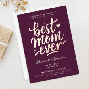 Elegant Simple Burgundy Best Mum Bday Celebration
