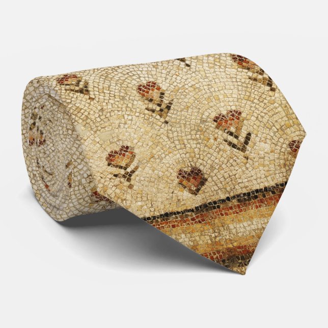 ELEGANT SIMPLE BYZANTINE MOSAIC FLOWERS Antique  Tie (Rolled)