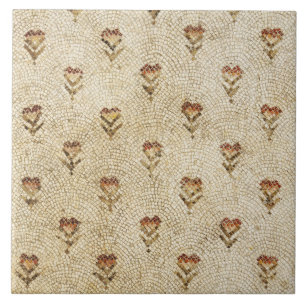 ELEGANT SIMPLE BYZANTINE MOSAIC FLOWERS Antique  Tile