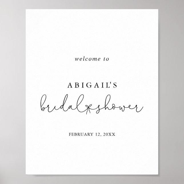 Elegant Simple Calligraphy Bridal Shower Welcome Poster (Front)