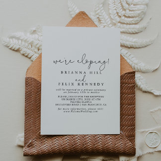 Elegant Simple Calligraphy Elopement Reception   Invitation
