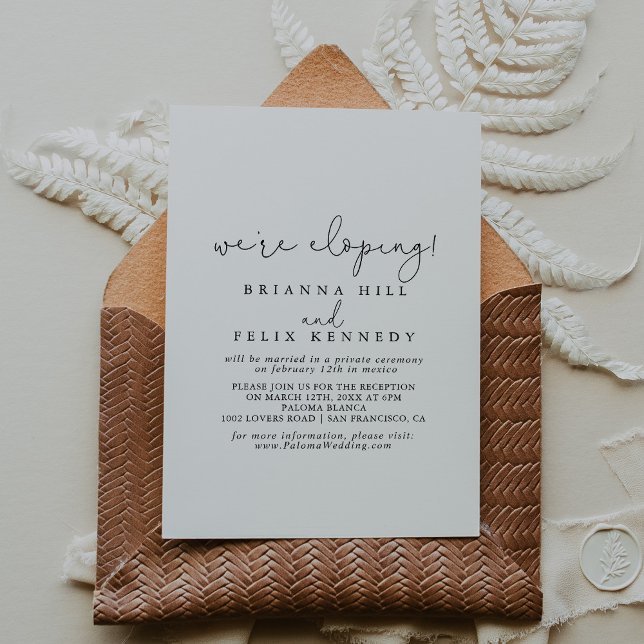 Elegant Simple Calligraphy Elopement Reception   Invitation (Creator Uploaded)