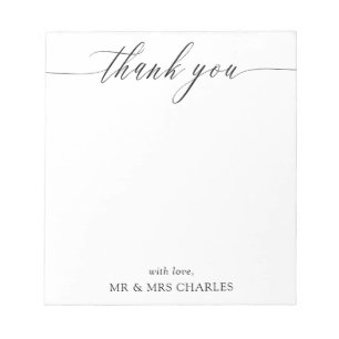Elegant Simple Calligraphy Thank You Notepad