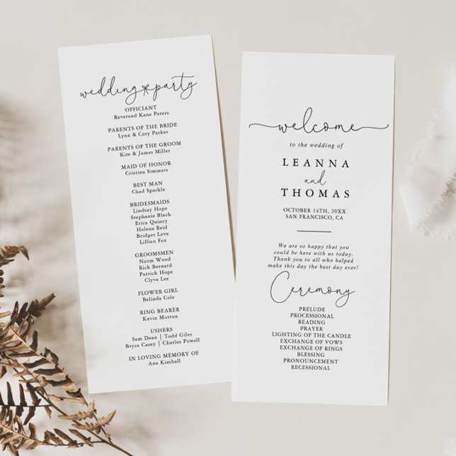 Elegant Simple Calligraphy Wedding Program Programme (Creator Uploaded)