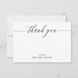 Elegant Simple Calligraphy Wedding Thank You Card