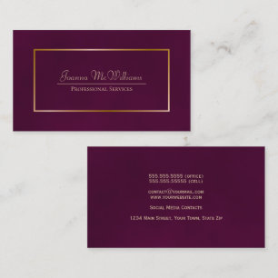 Elegant Simple Cassis Purple & Gold Professional Business Card