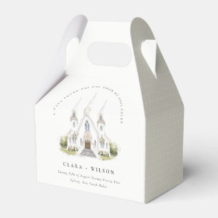 Elegant Simple Catholic Watercolor Church Wedding Favour Box