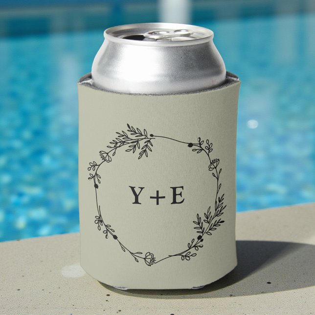 Elegant Simple Cement Grey Monogrammed Wedding Can Cooler (Creator Uploaded)