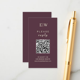 Elegant Simple Cherry Lacquer, Monogram Wedding Enclosure Card