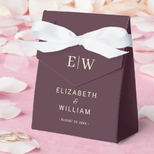 Elegant Simple Cherry Lacquer, Monogram Wedding Favour Box