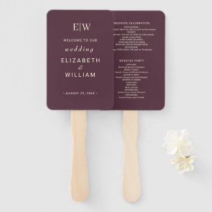 Elegant Simple Cherry Lacquer, Monogram Wedding Hand Fan