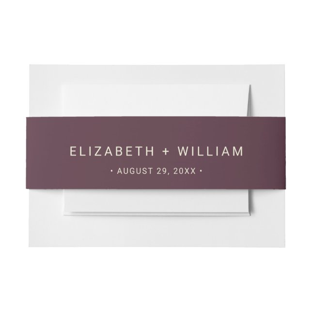 Elegant Simple Cherry Lacquer, Monogram Wedding Invitation Belly Band (Front Example)