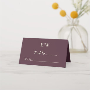 Elegant Simple Cherry Lacquer, Monogram Wedding Place Card