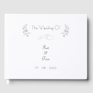 Elegant Simple Chic Black & White Illustrations  Guest Book