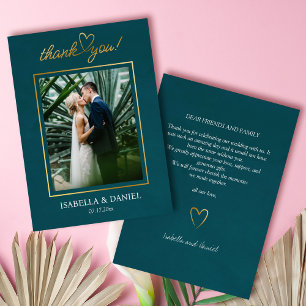 Elegant Simple Chic Script Love with Heart Wedding Thank You Card