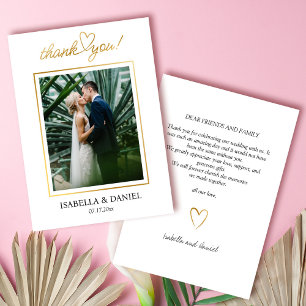Elegant Simple Chic Script Love with Heart Wedding Thank You Card