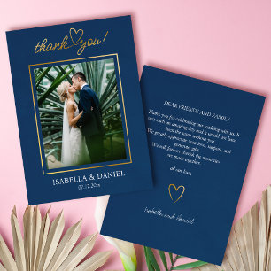 Elegant Simple Chic Script Love with Heart Wedding Thank You Card