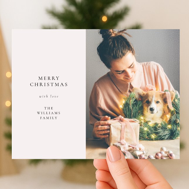 Elegant Simple Christmas | Modern Minimal Photo Holiday Postcard (Mark the most wonderful season with a minimal holiday postcard featuring your favorite memories)