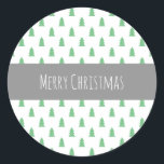 Elegant Simple Christmas tree pattern pastel green Classic Round Sticker<br><div class="desc">Modern and minimalist Christmas pattern.</div>