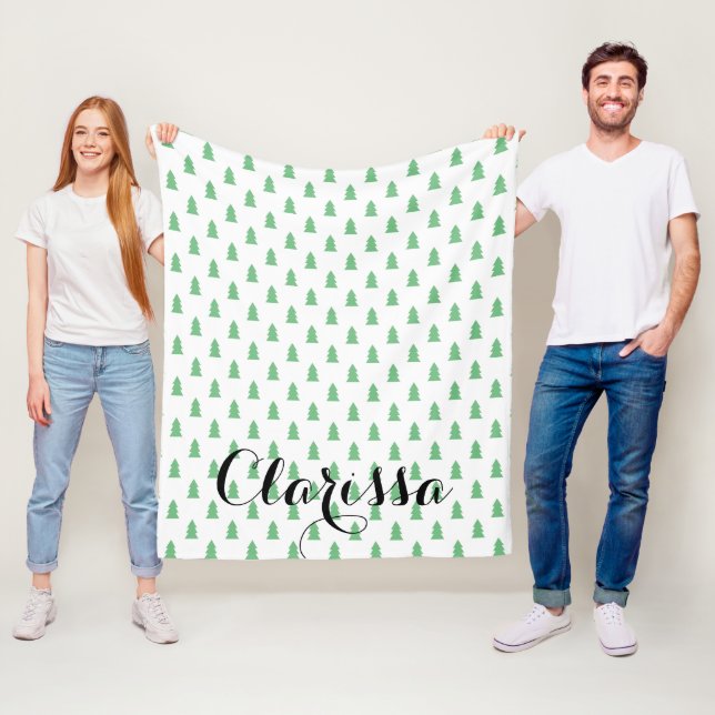 Elegant Simple Christmas tree pattern pastel green Fleece Blanket (In Situ)