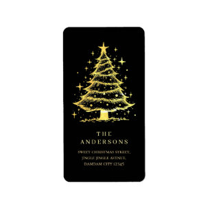 Elegant Simple Christmas Tree Return Address Label