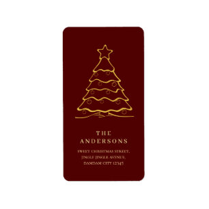 Elegant Simple Christmas Tree Return Address Label