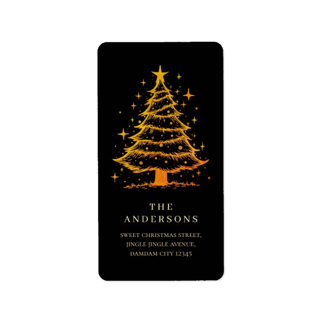 Elegant Simple Christmas Tree Return Address Label (Front)